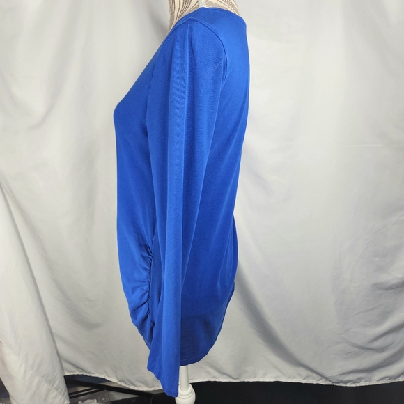 BumpStart Blue Long Sleeve Ruched Sides Cotton Blend Maternity Top Size Medium - Picture 3 of 9
